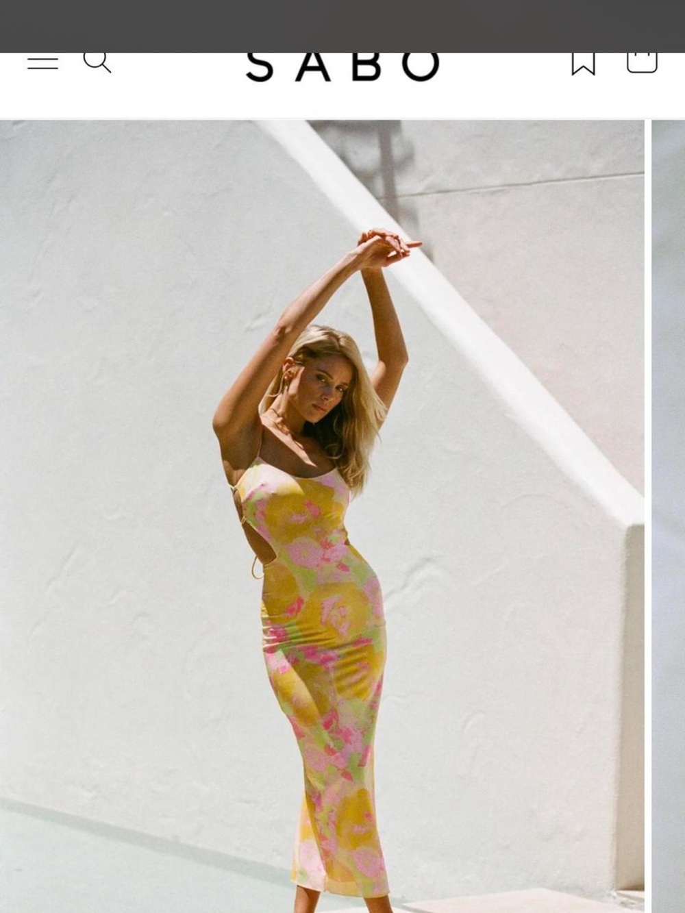 Sabo Skirt Floral Tie-Back Midi Dress in Yellow-Pink